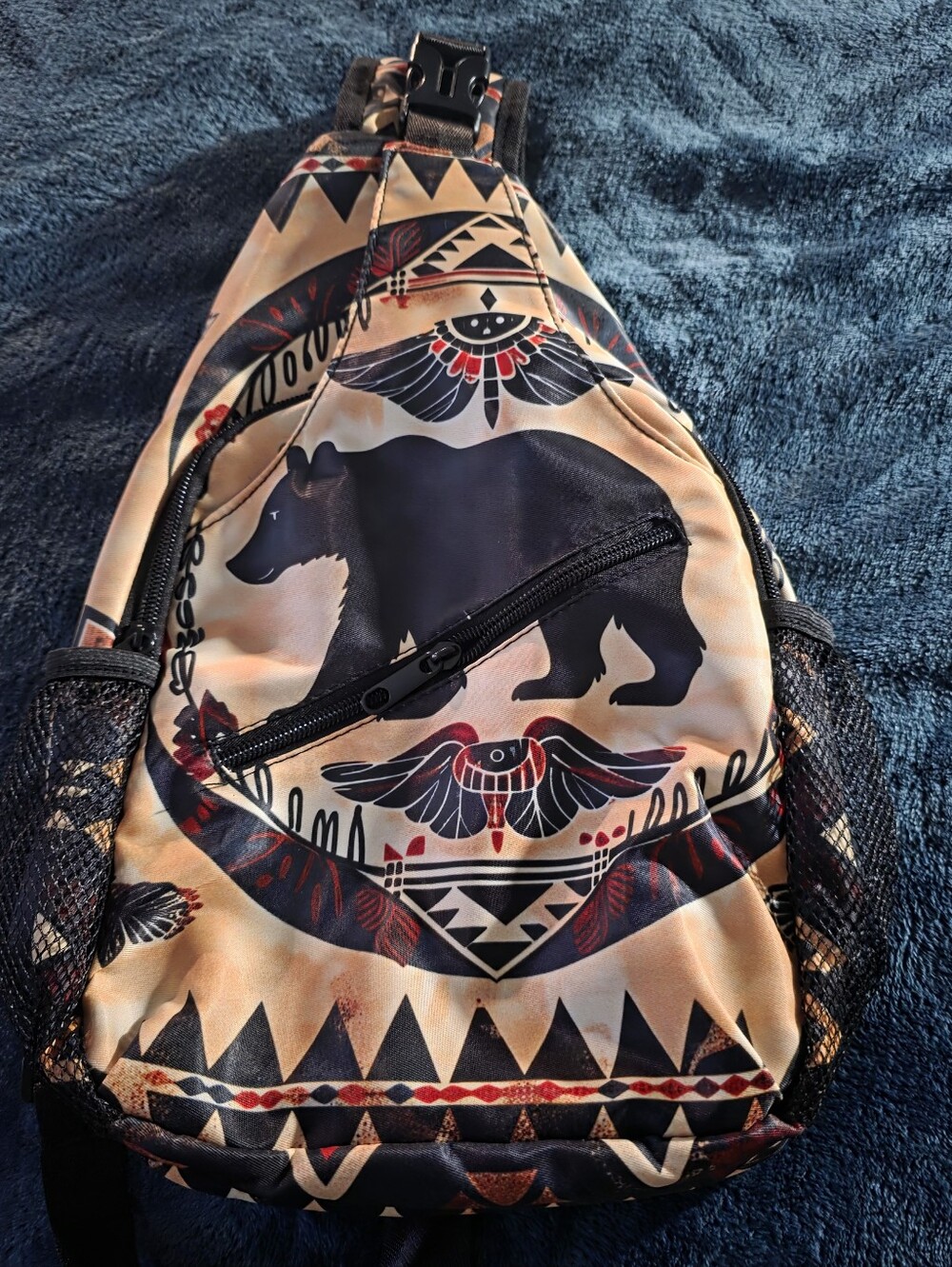 NEW Southwestern Bear Tribal Print Sling Backpack Crossbody Bag